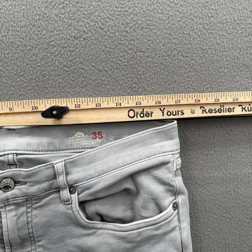 Faherty Brand Jeans Mens 35x32 (Fits 34/32) Gray Slim Straight Stretch Denim.